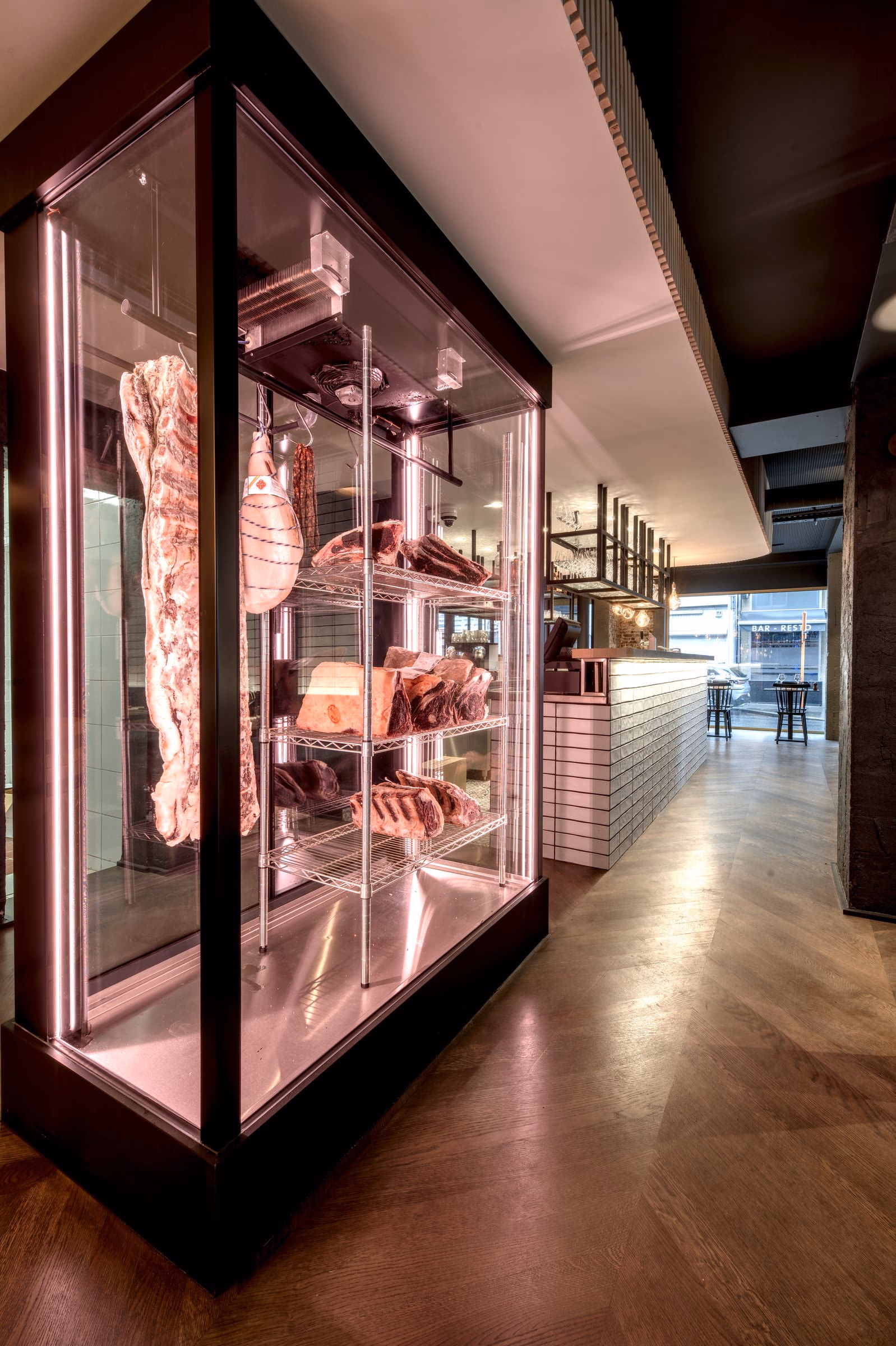 A display cabinet full of meat
