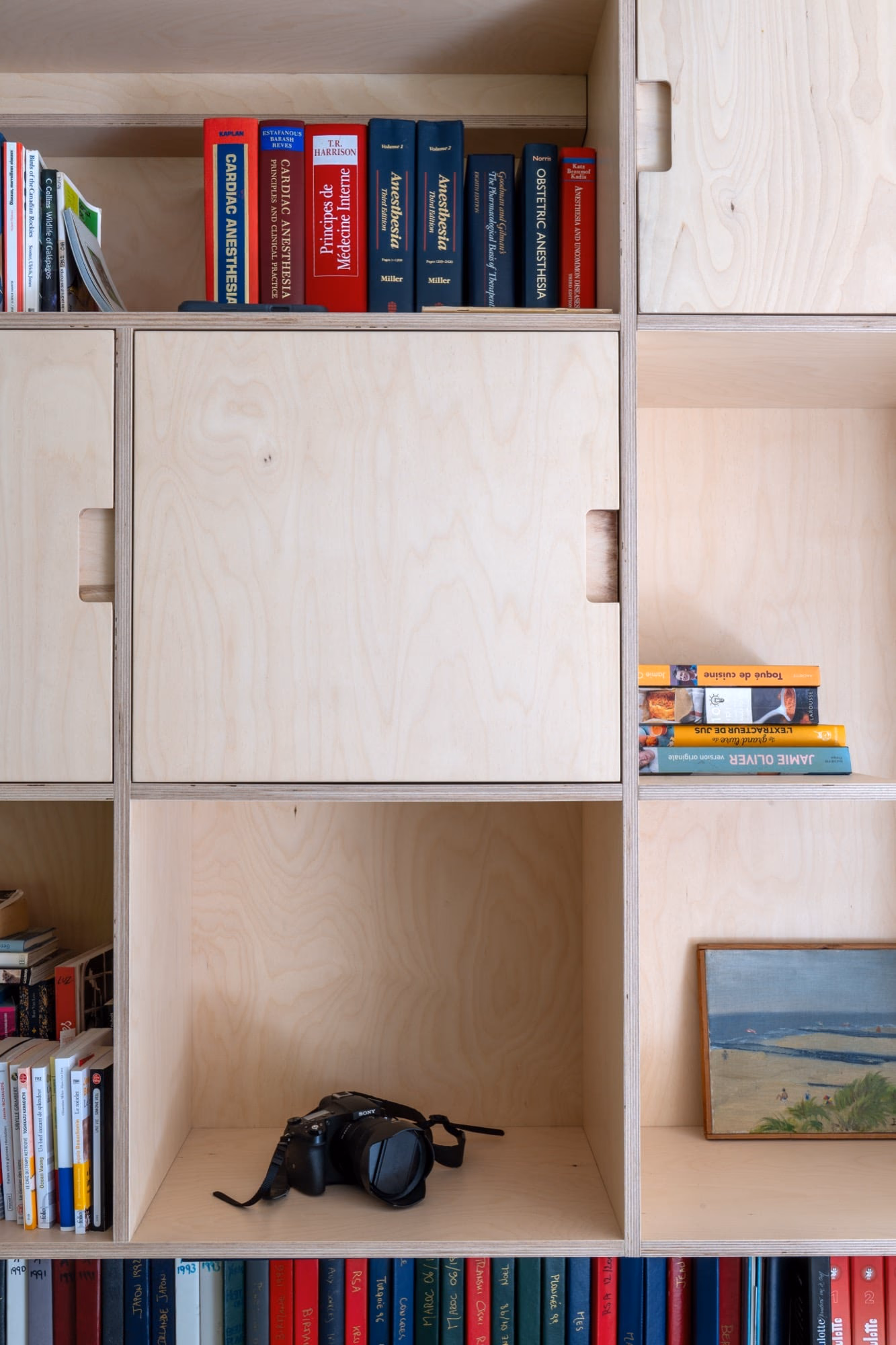 A stack of books on a shelf