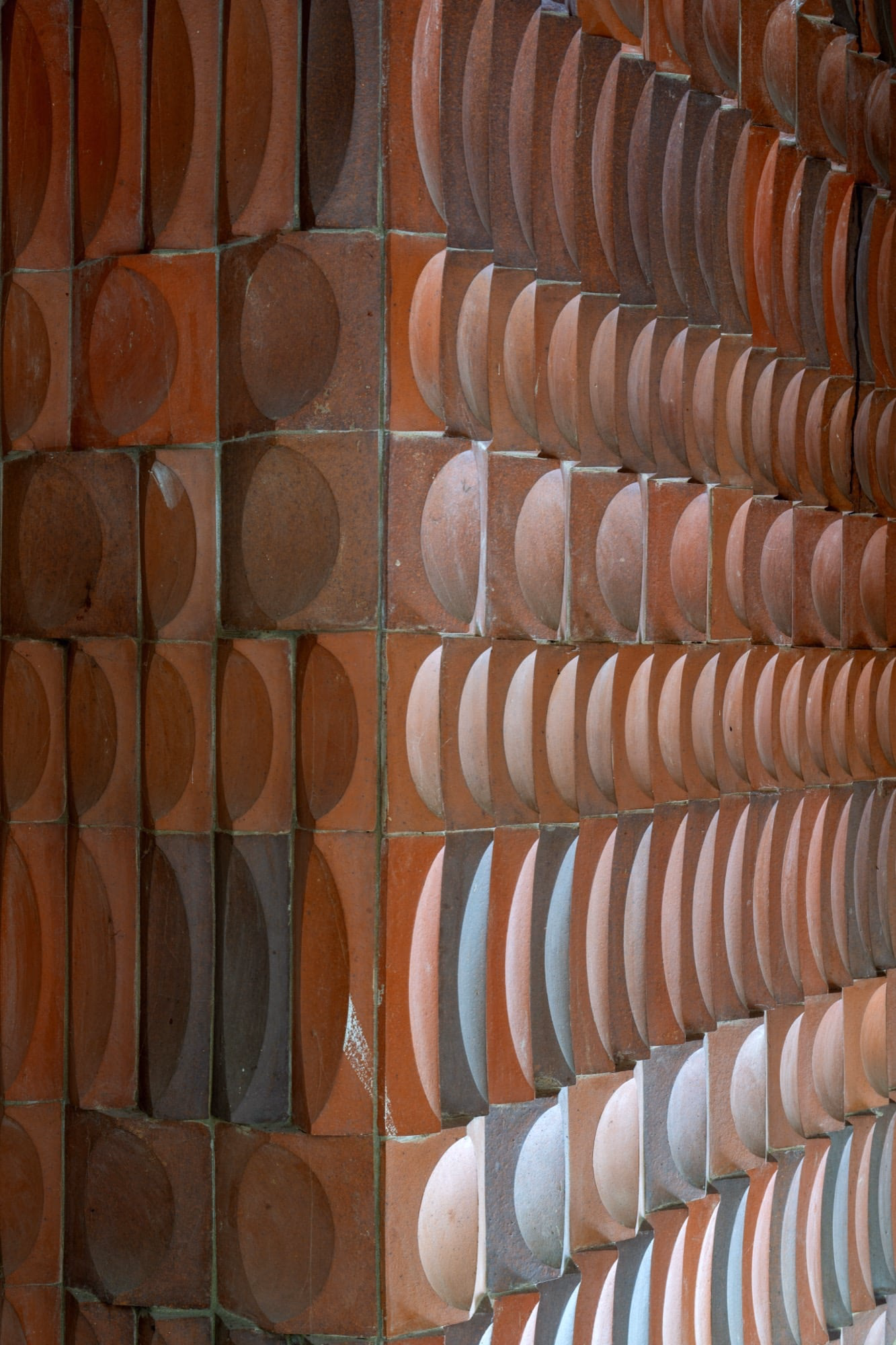 A wall patterned with circles and squares